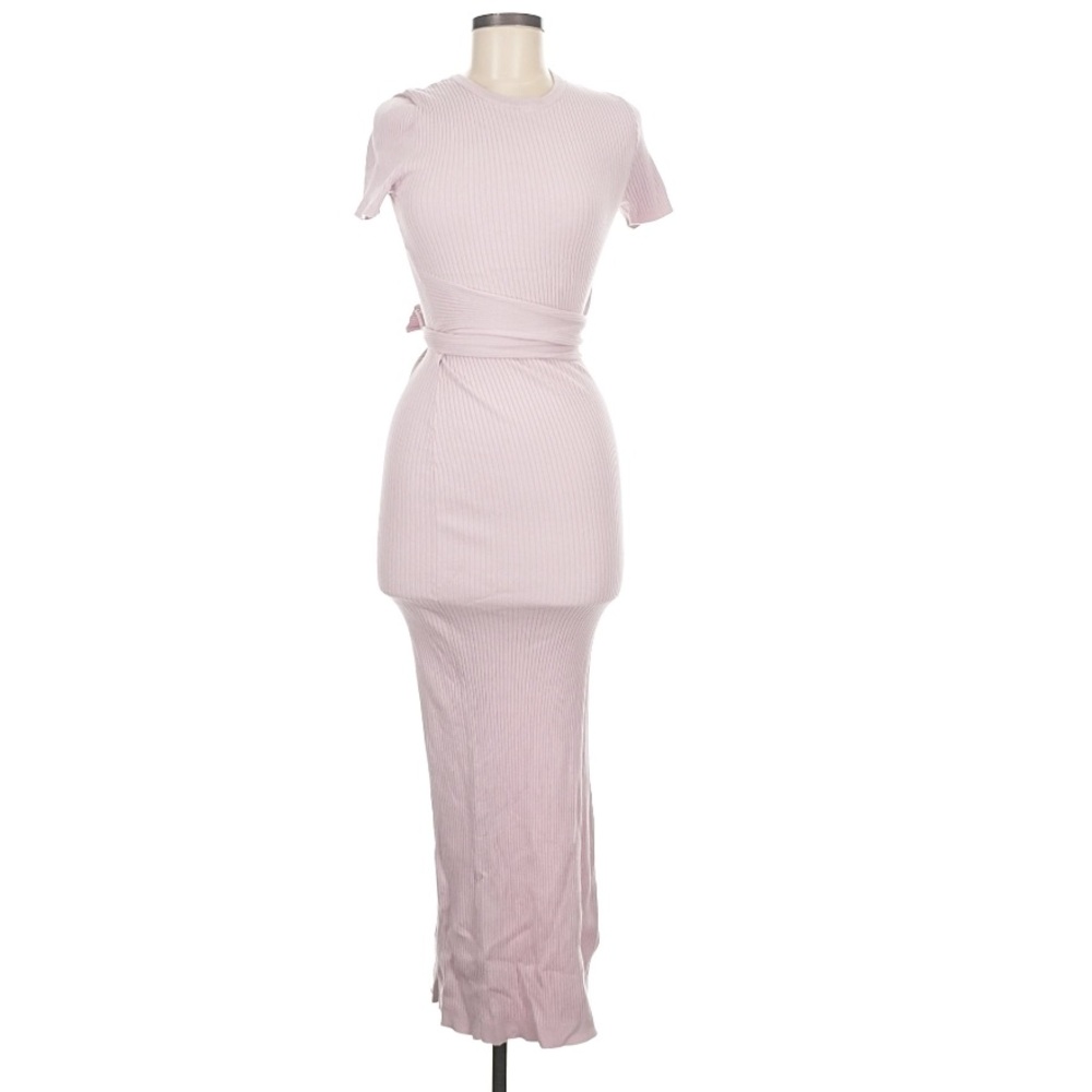 Ronny Kobo Athena Ribbed Knit Midi Dress side slit waist wrap Size M - Picture 4 of 8
